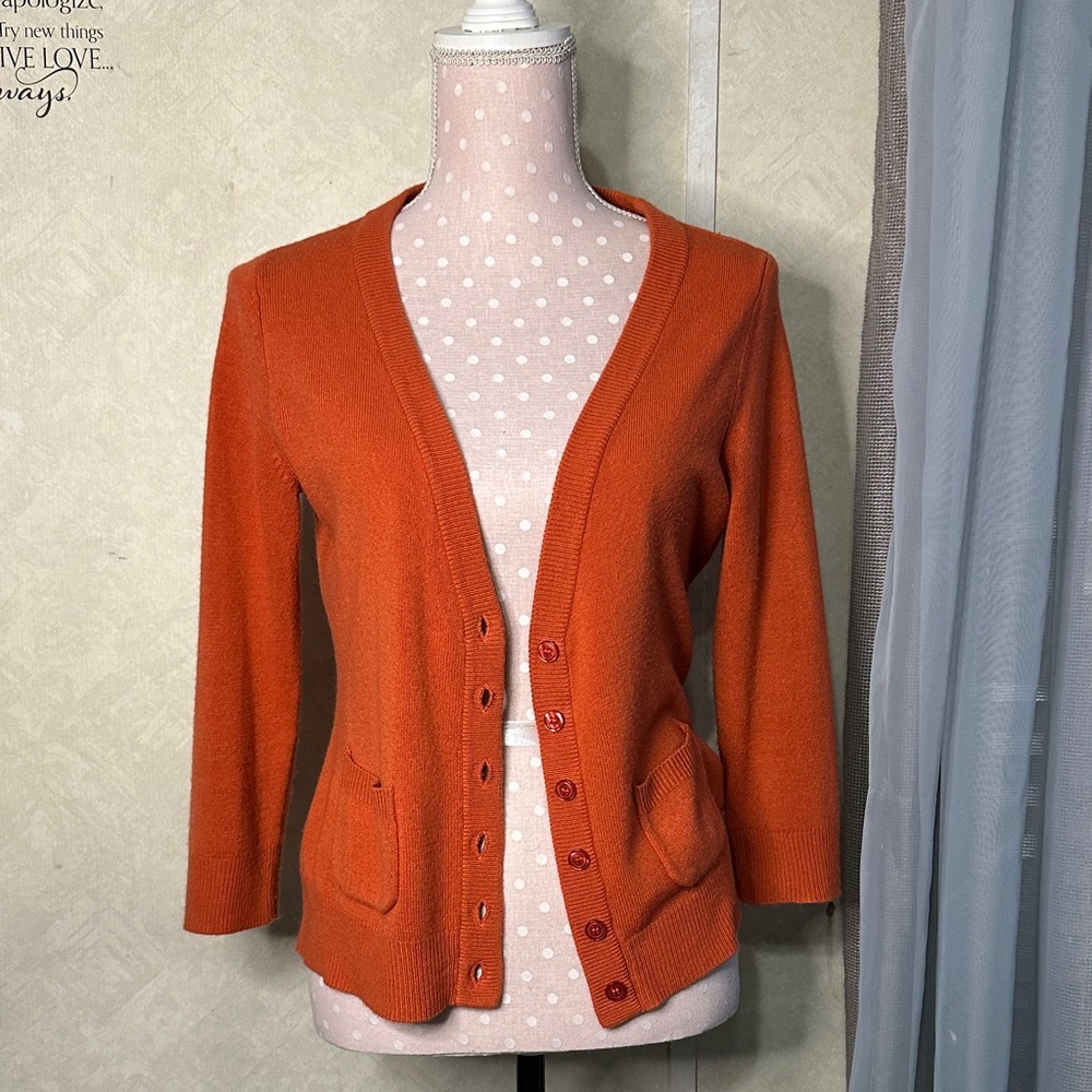 New York & Company Orange Cardigan Sweater
